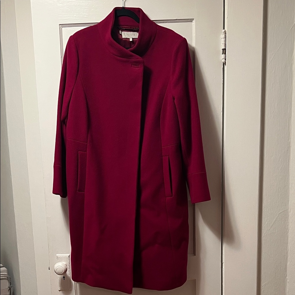 Hobbs London Elegant Women's Cranberry Pink/Red Wool Coat. Size 14. EUC.